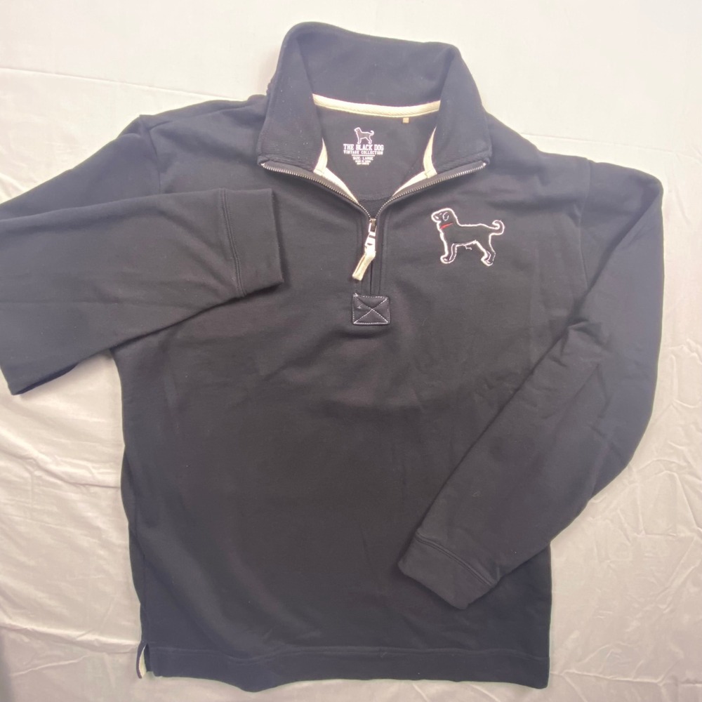 The Black Dog Vintage Collection 1/4 Zip Pullover Sweatshirt Mens Large Black - Picture 3 of 11